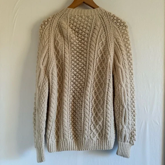 Ireland Cream Hand Knit Wool Cardigan Size M - Picture 6 of 8
